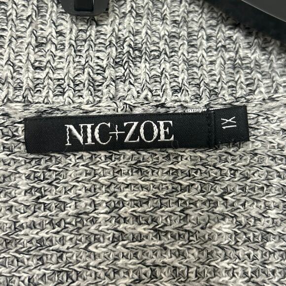 NIC & ZOE Light Gray Cotton Blend Open Front Cardigan Sweater 1X Neutral - Picture 8 of 9